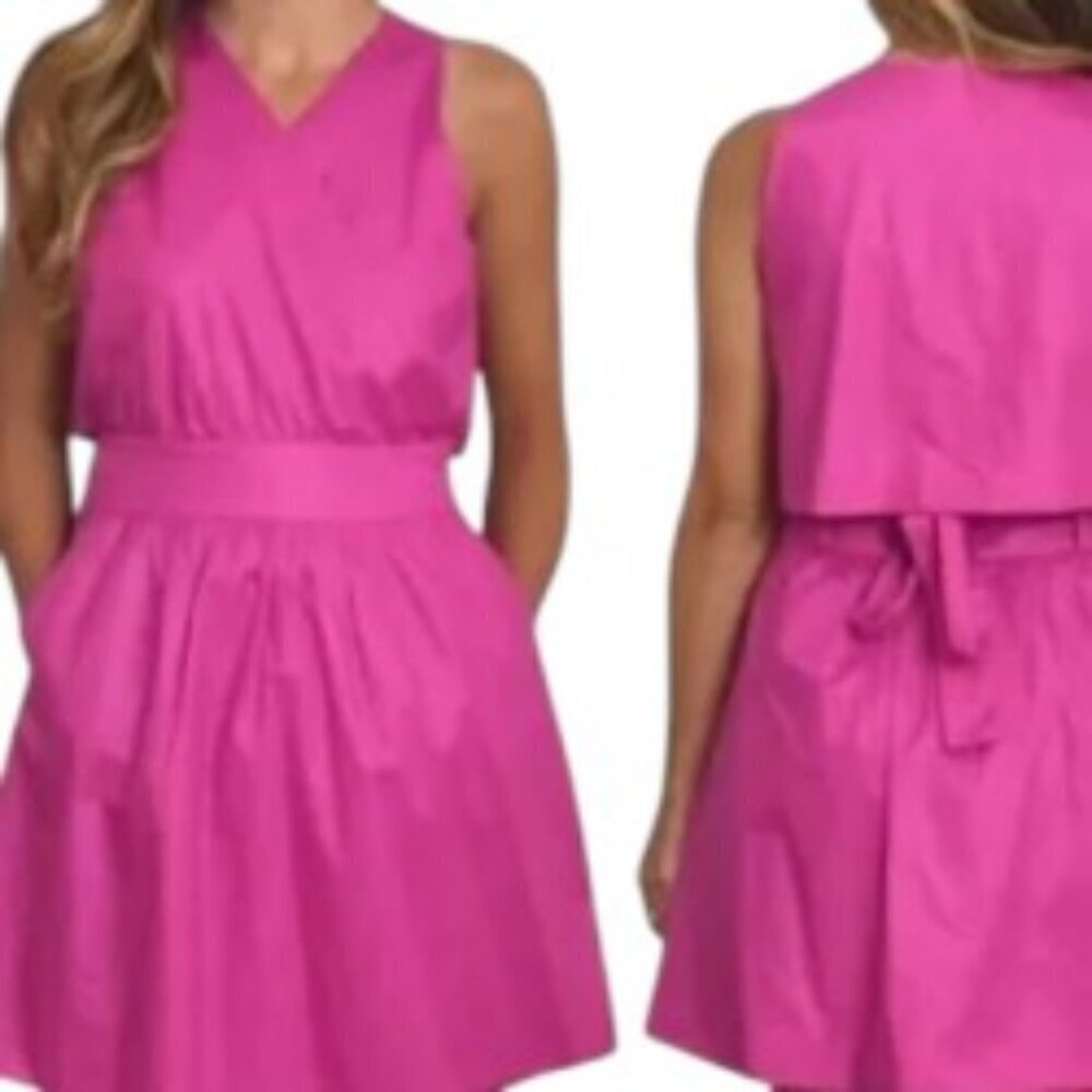 kate spade Hot Pink Sleeveless V-Neck Fit-and-Flare Dress